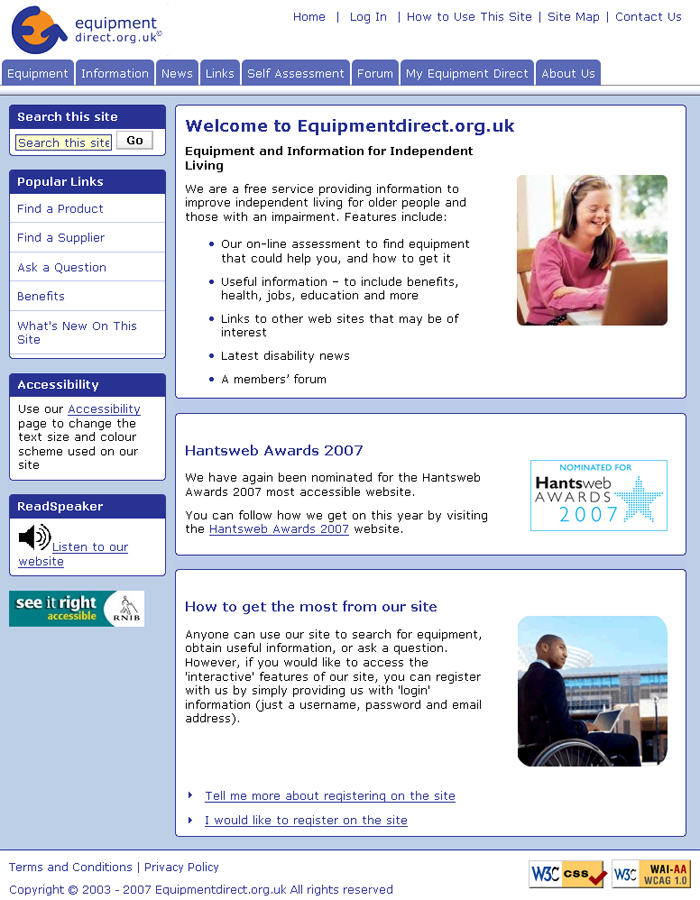Equipment Direct Homepage Design